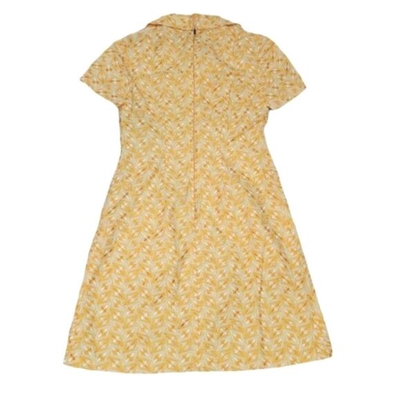 NEW Vintage Handcrafted 60's 70's Geometric Embroidered Yellow Mod Dress Size M - Picture 12 of 13